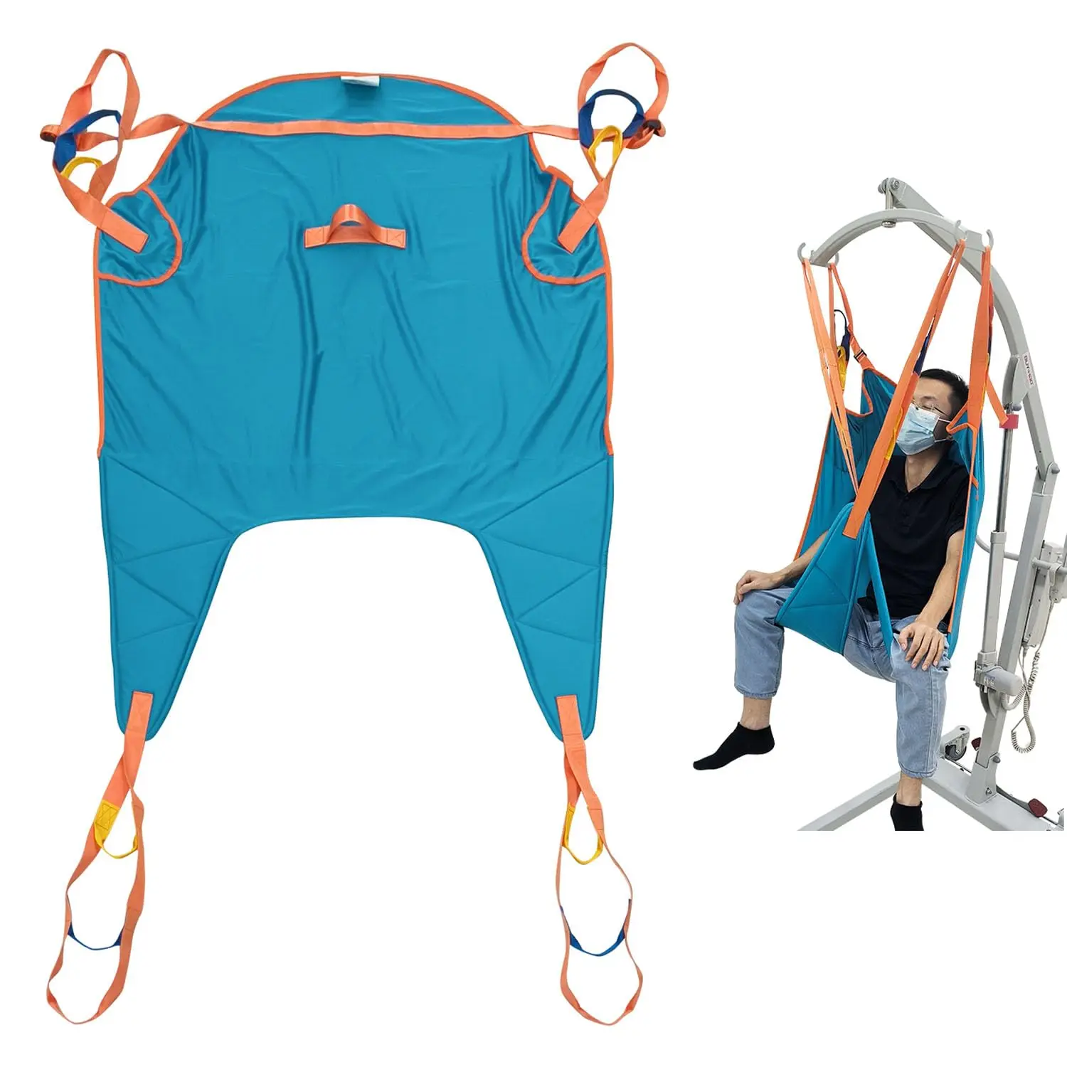 

Size L Patient Lift Sling, Padded U-Sling, Adjustable Head Support, Divided Leg for Toileting, Universal Fit, Supports 500 lbs
