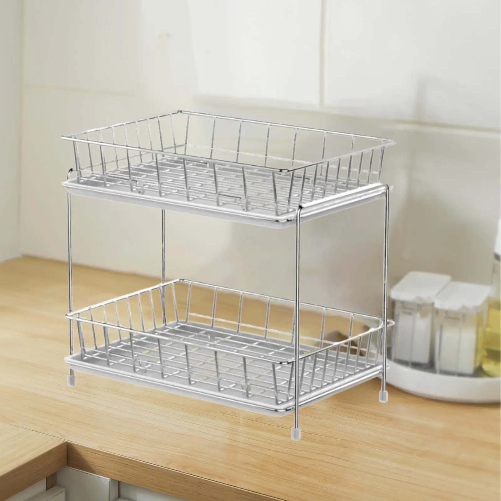 Cup Drying Rack 2 Tier Multifunction with Base Space Saving Tea Cups Storage Rack for Office Countertop Tea Shop Bar Restaurant