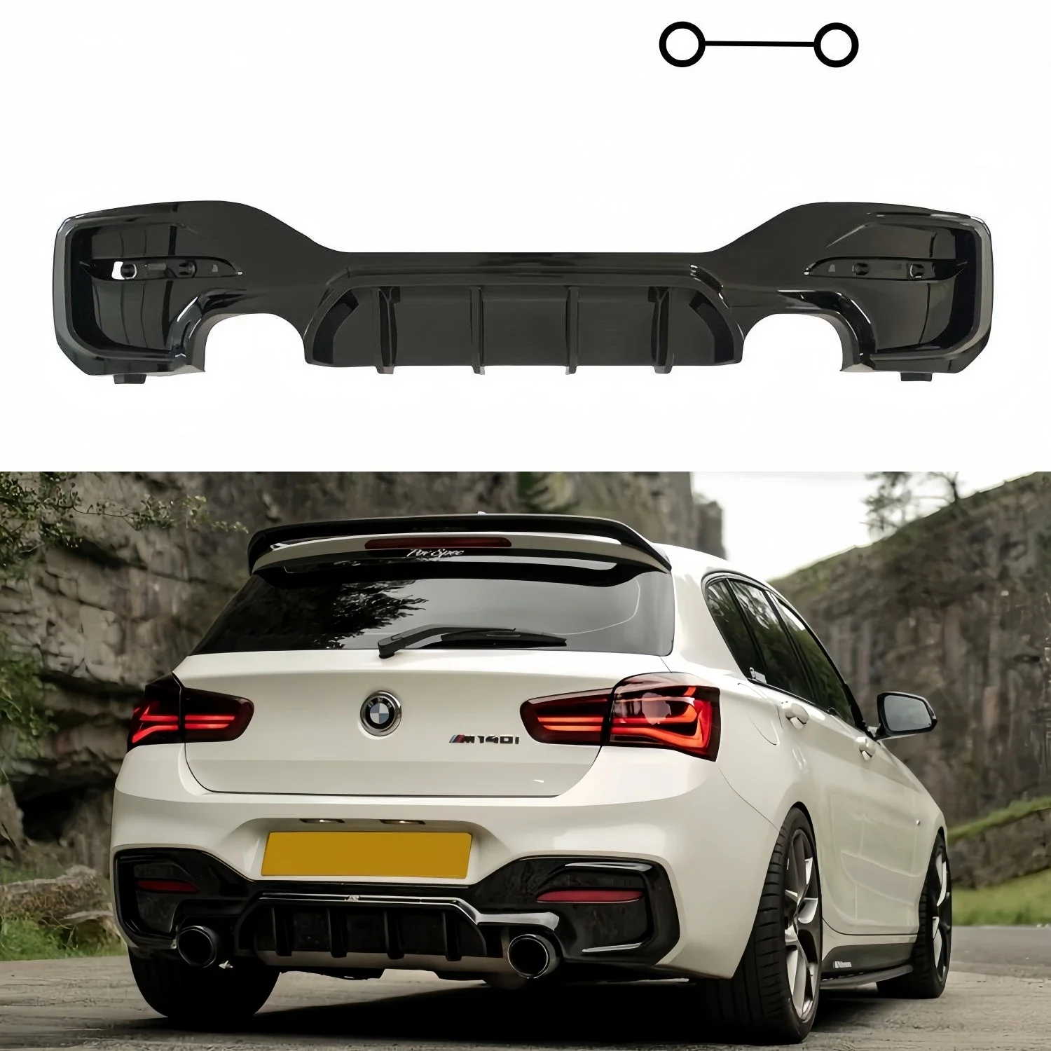 MP Style Gloss Black Car Rear Bumper Diffuser Splitters For BMW 1 Series M Sport F20 F21 M135i M140i 2015-2019 Tuning Body Kits