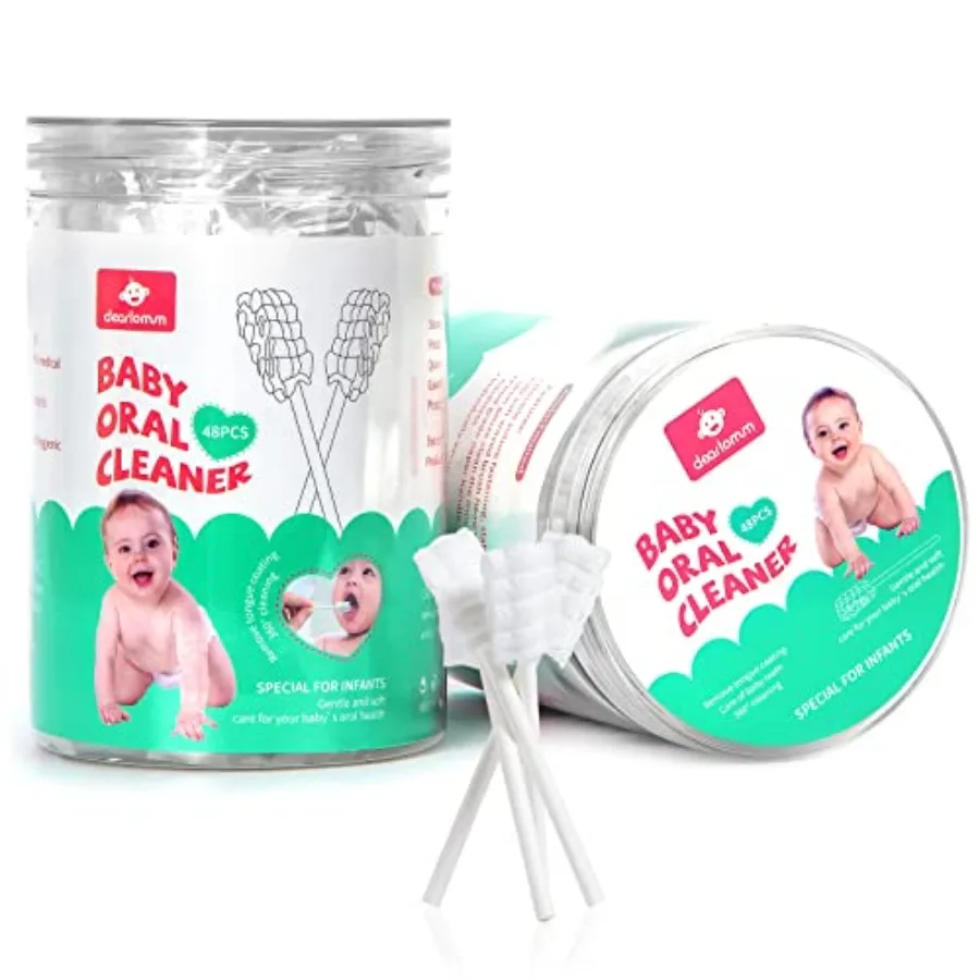dearlomum Baby Tongue Cleaner, Newborn Toothbrush, 48PCS Disposable Infant Clean Mouth, Gauze Gum Cleaner Baby Oral Cleaning St