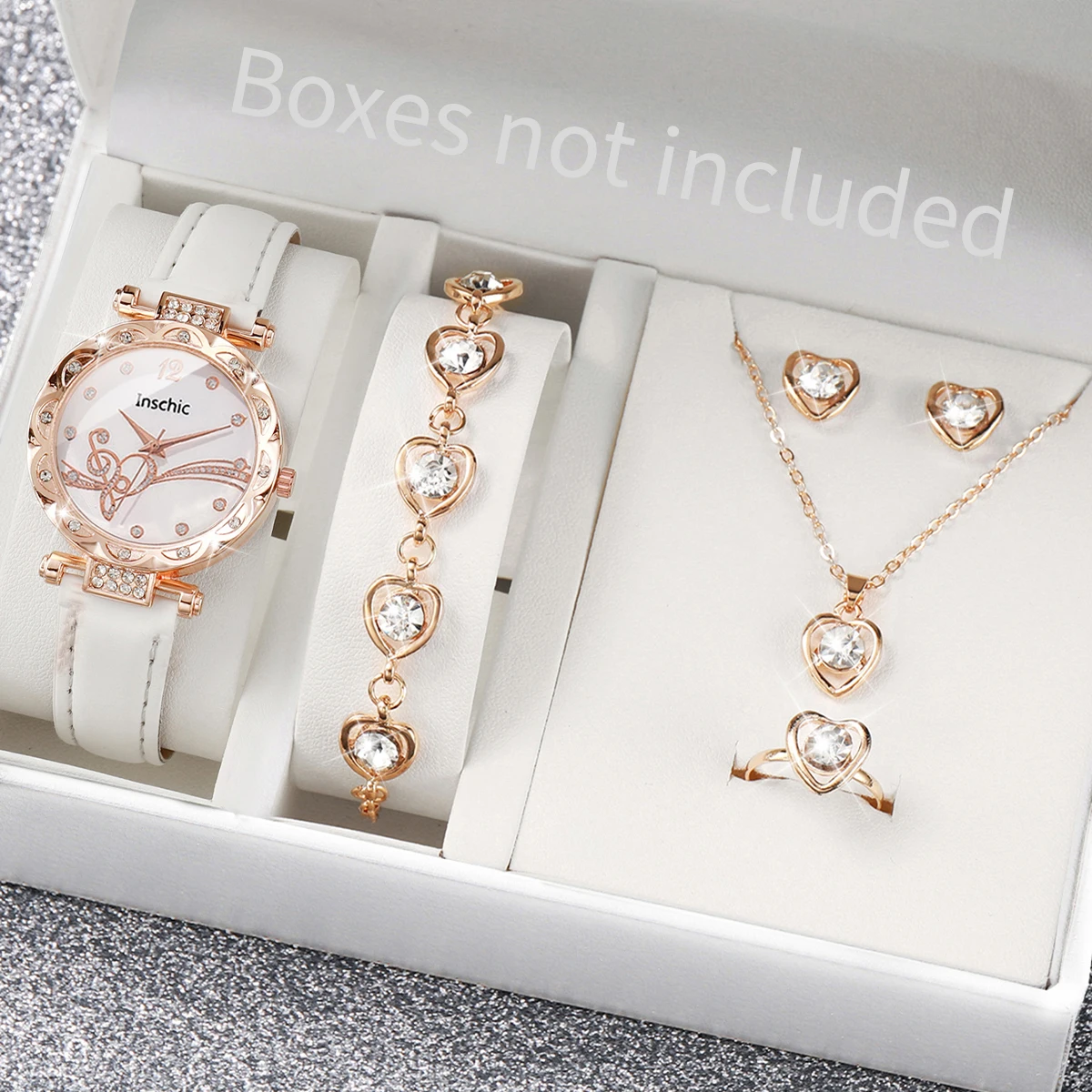 6PCS/Set New fashionable women's quartz watch with casual and elegant note dial quartz watch