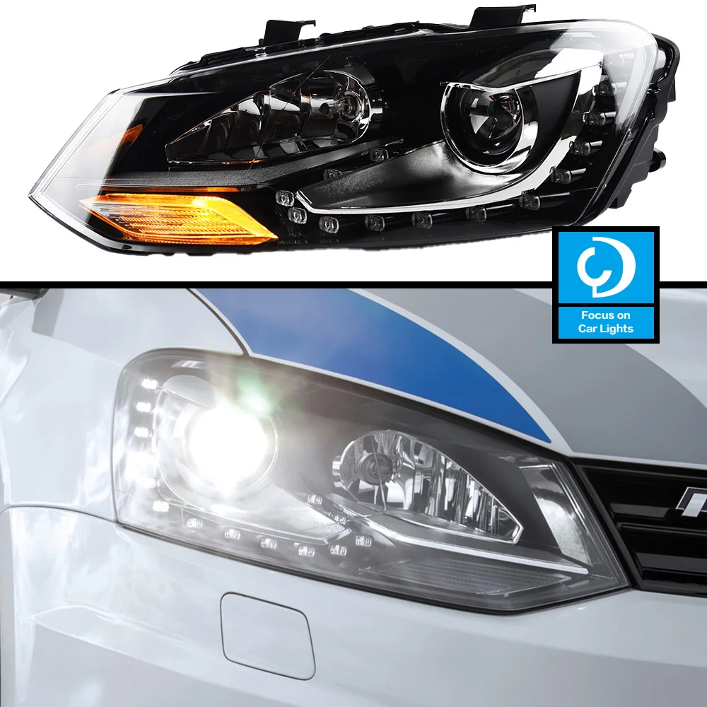 Car Front Headlight For VW POLO 2011-2018 GTI Type HeadLamp Styling Dynamic Turn Signal Lens Automotive Accessories 2PCS