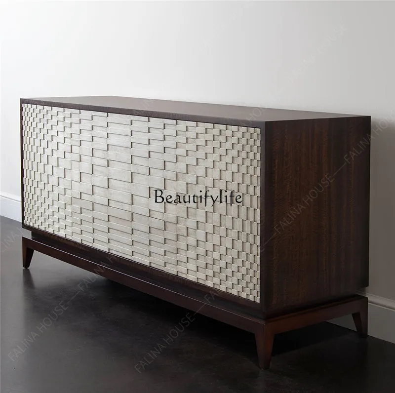 

ls 04 Neoclassical American solid wood dining side cabinet carved multi-functional storage dining room living room entrance