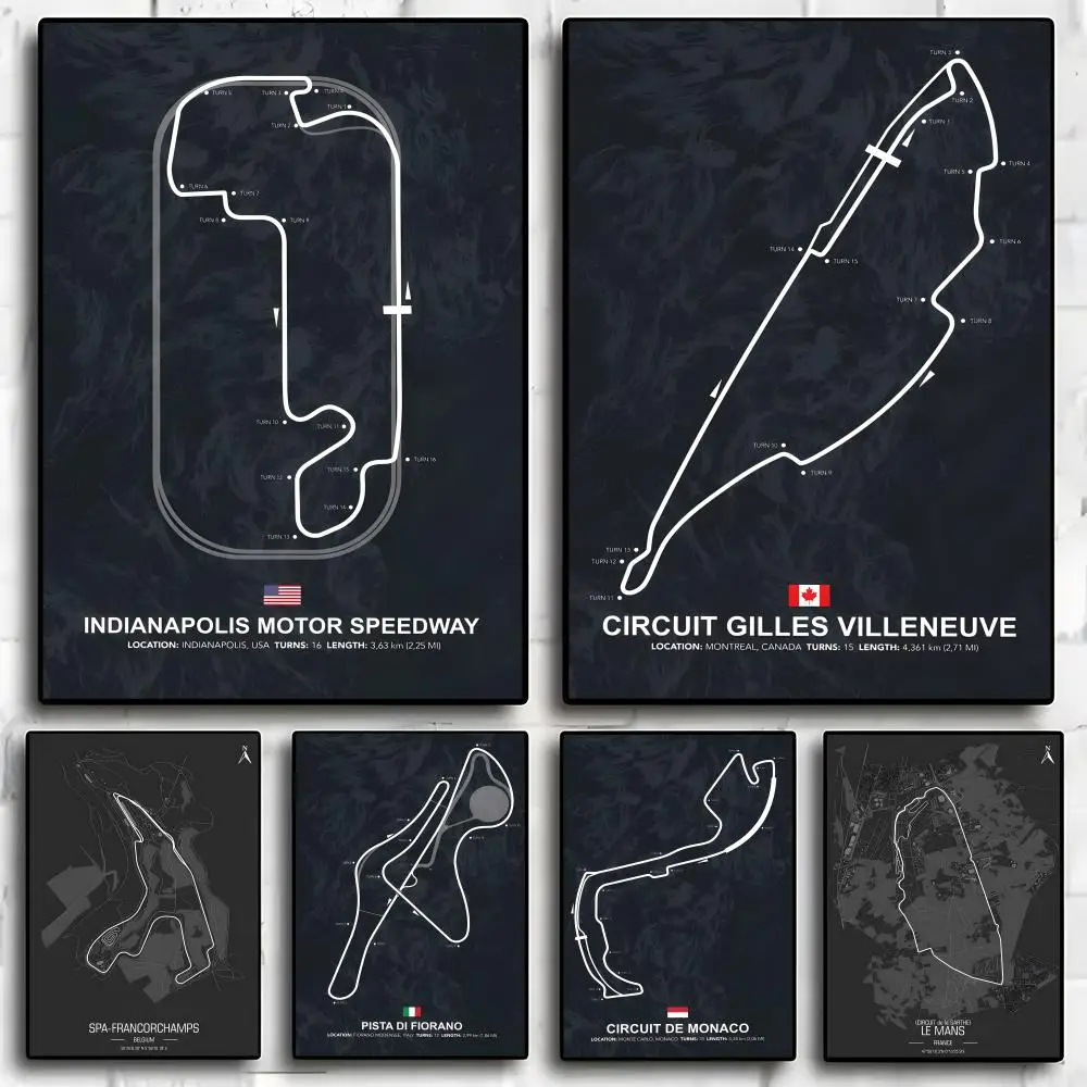 F-1 Race track Cool Painting Calligraphy Exhibition poster photo oil painting canvas synthetic fiber for living dining room