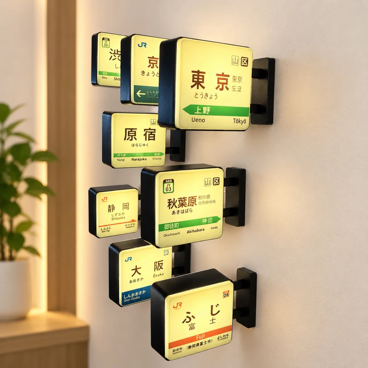 Japan Tokyo Glowing Fridge Magnet Mini Light Box LED Sign Illuminated Decorative Souvenir