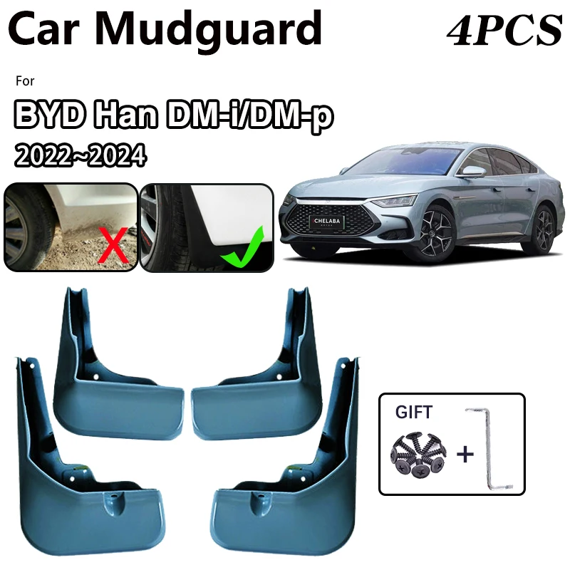 

Car Fender For BYD Han DM-i DM-p Accessories 2022~2024 Front Rear MudFlaps Spray Baking Paint Mudguards Mud Guards Splash Flaps