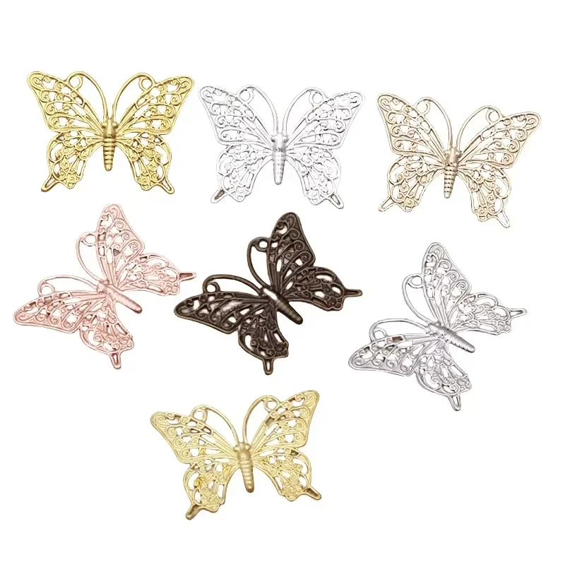 

BoYuTe (50 шт./лот) 25*35 мм бабочка, металлическая латунная филигранная фурнитура «сделай сам», ювелирные аксессуары ручной работы