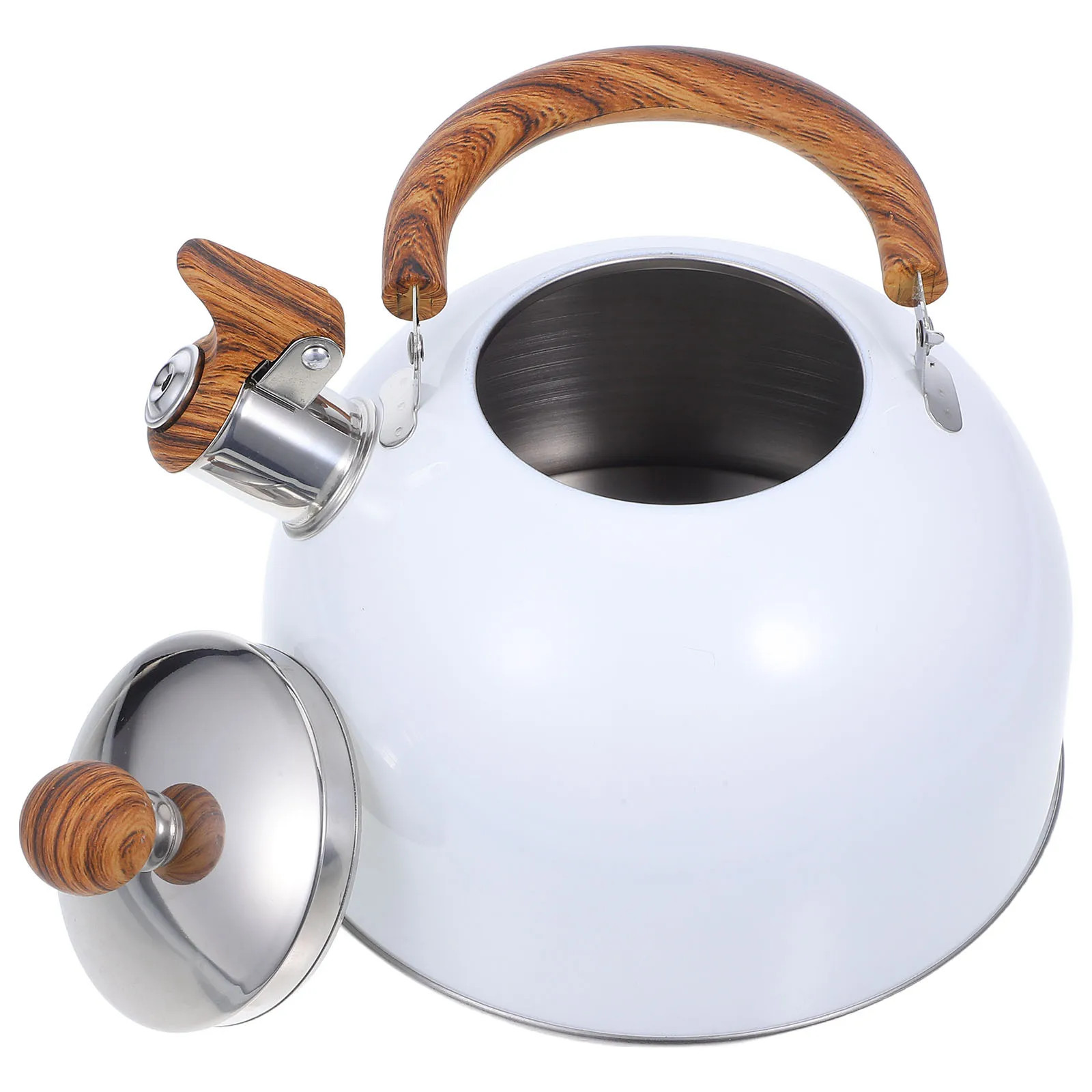 

1Pcs White Water Kettle Whistle Teakettle for Home Kitchen 2.5L Capacity Safe Heating Water Boiling Kettle Compatible