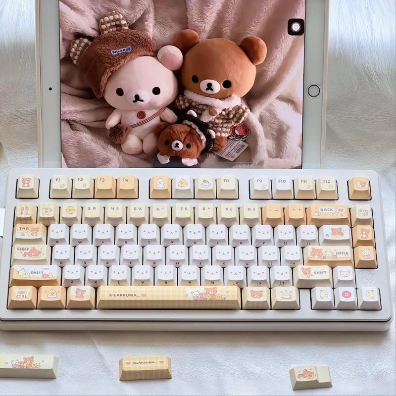 【在庫あり】リラックマキーキャップ-カスタムバージョン-pbt製-メカニカルキーボード用キーキャップ-アニメキーキャップ-リラックマ-コレクターズアイテム