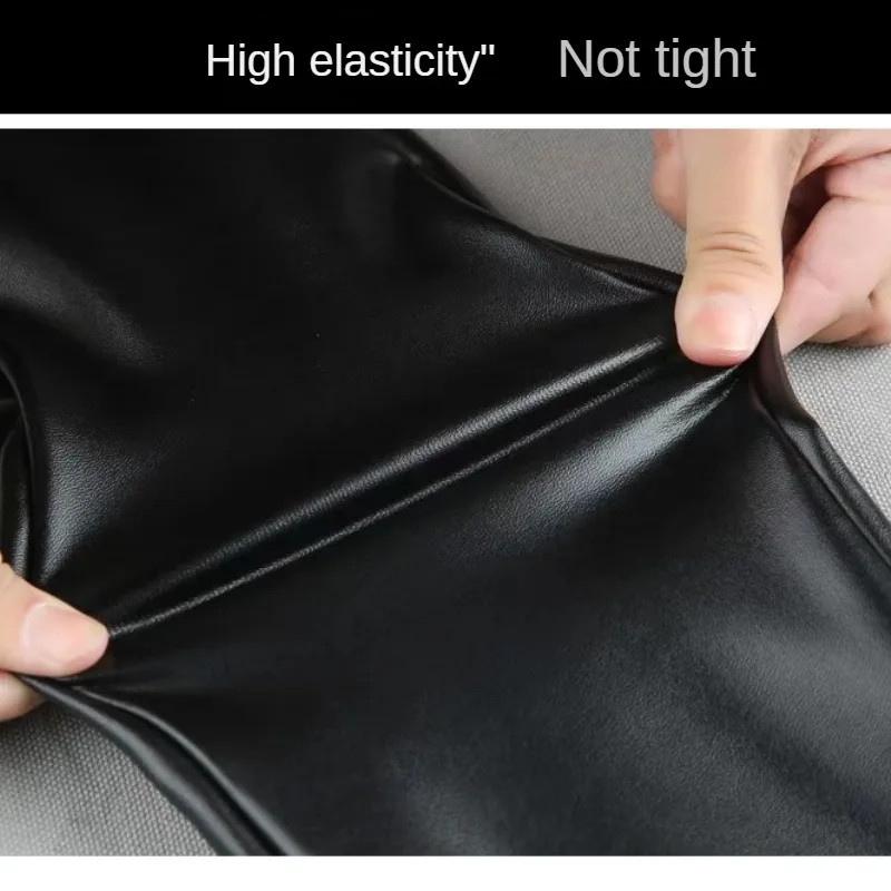 Cashmere PU Leather Pants Women's Autumn/Winter 2024 Thickened and Fleece High-… - Image 6