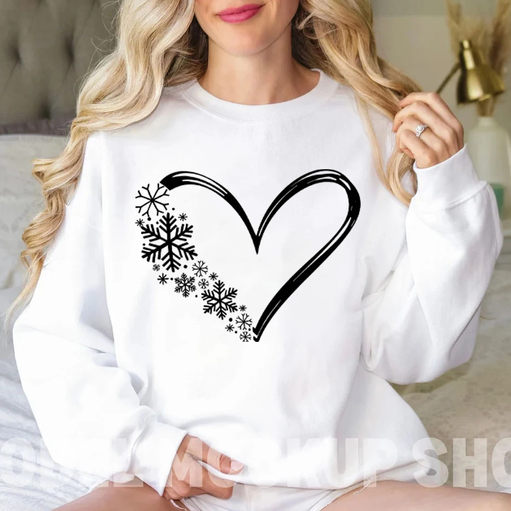 Snowflake Women Clothes Snow Flake Heart Women's Clothing Christmas Snow Flake Heart Women's Clothing Christmas Gift Sweatshirts