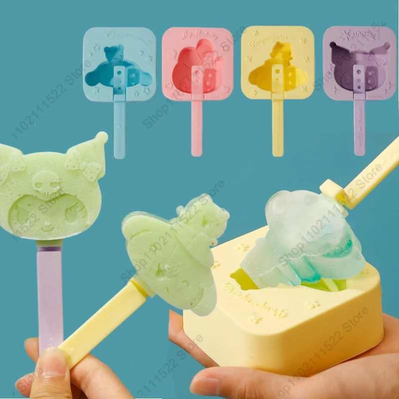 2024 Anime Kawaii Kuromi Cartoon My Melody Cinnamoroll Kitchen PVC Ice Cream Mold Household Popsicle Popsicle Mold