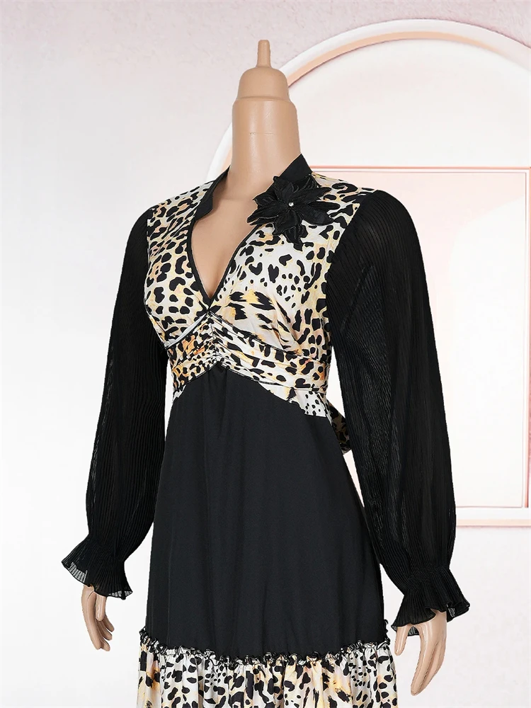 Long Sleeve Chiffon Dresses For Women Party Prom Evening Gown 2025 Autumn Africa Clothing Dubai Turkey Kaftan Abayas Maxi Robes