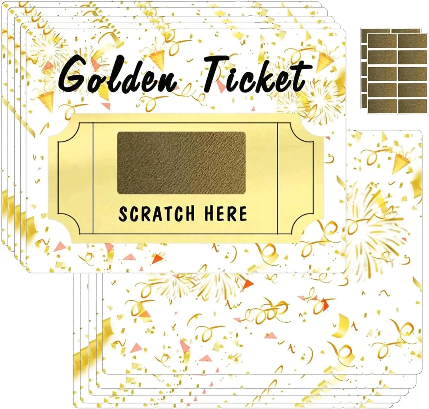 3*4inch DIY Make Your Own Scratch Stickers Golden Tickets Scratch Off Cards with Gold Rectangle Scratch Off Labels 20pcs