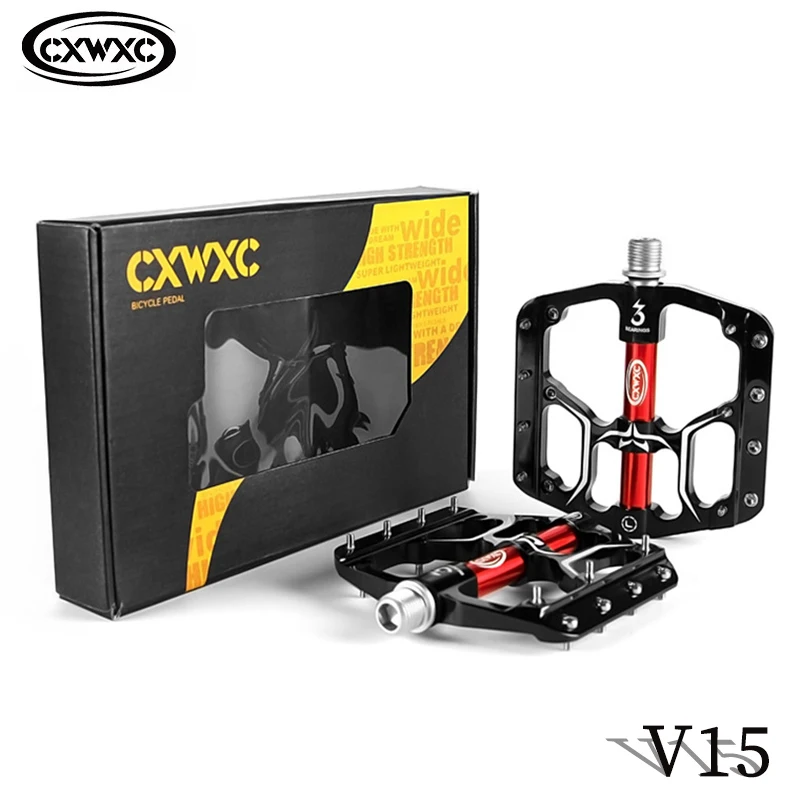 CXWCX V15 Bicycle Pedals 3 Sealed Bearings Mountain Bike Accessories Matte Texture Flat Wide Pedal Platform Bicycle Footrest