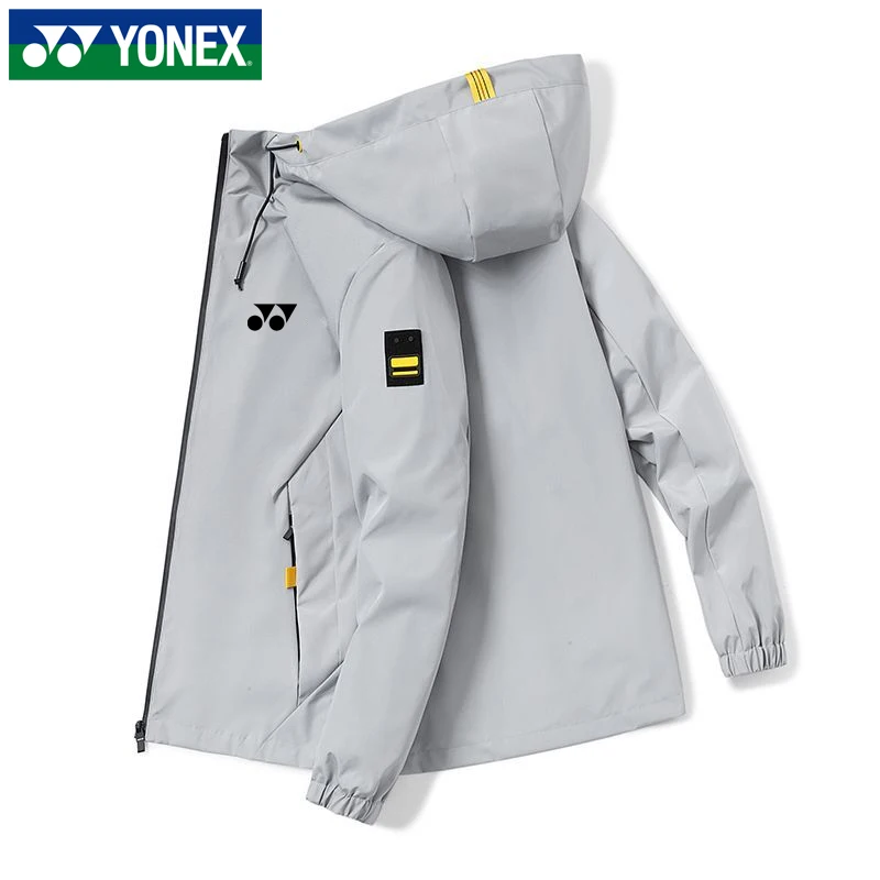 YONEX 2025 New Men's Autumn Thermal Jacket Trendy Loose Windproof Hooded Top Casual Sports Jacket