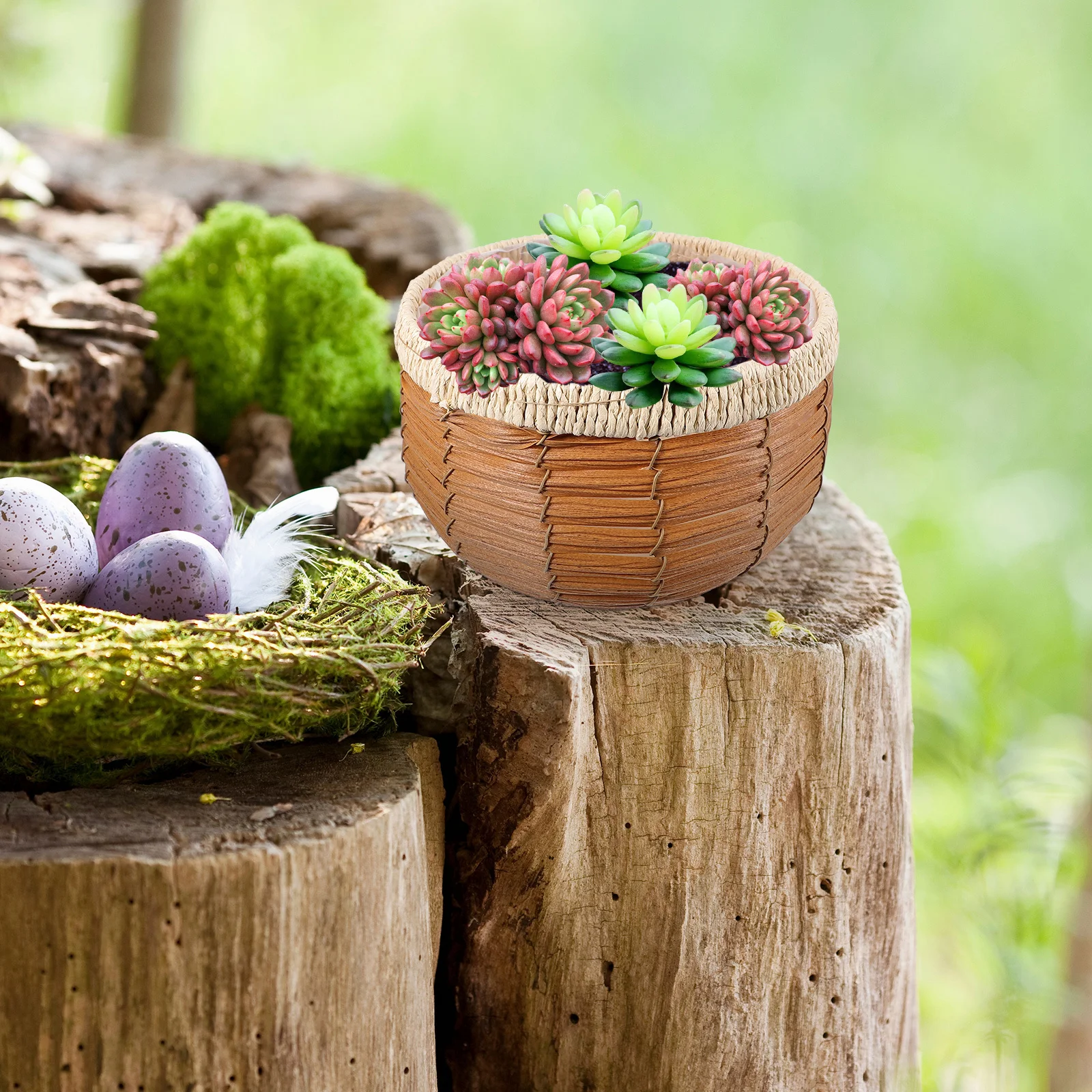 

Woven Flower Basket Natural Handwoven Planter Decorative Storage Pot Indoor Outdoor Plant Decor Farmhouse Style Basket