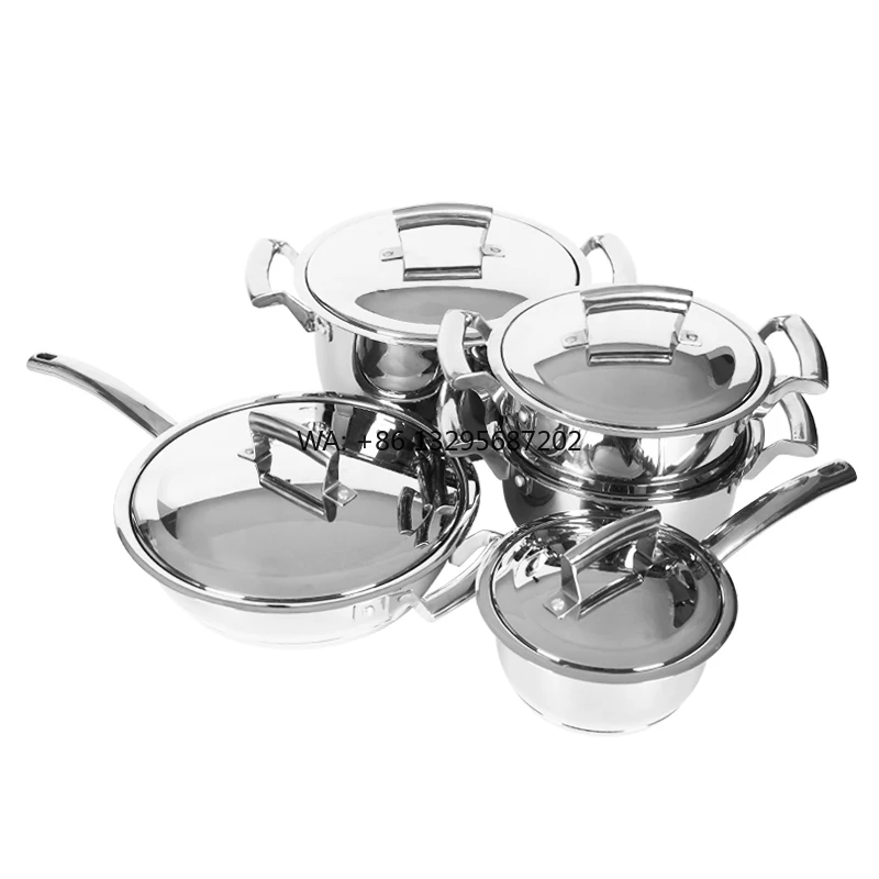 

4 Pieces Home Cooking 304 Stainless Steel Cookware Set Frying Pan Sauce Pot Soup Pan Kitchen