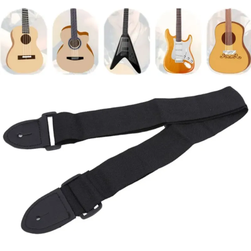 Guitar Strap Leather Head Adjustable Shoulder Strap For Classical Guitar Electric Bass Ukulele Accessories Black Guitar Strap