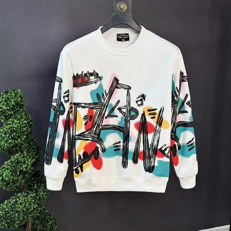 

Round Neck Sweatshirts Korean Autumn Tight Slim Fit T Shirt for Men Fashion Trends 2024 High Quality Tshirt Luxury Man Pullovers