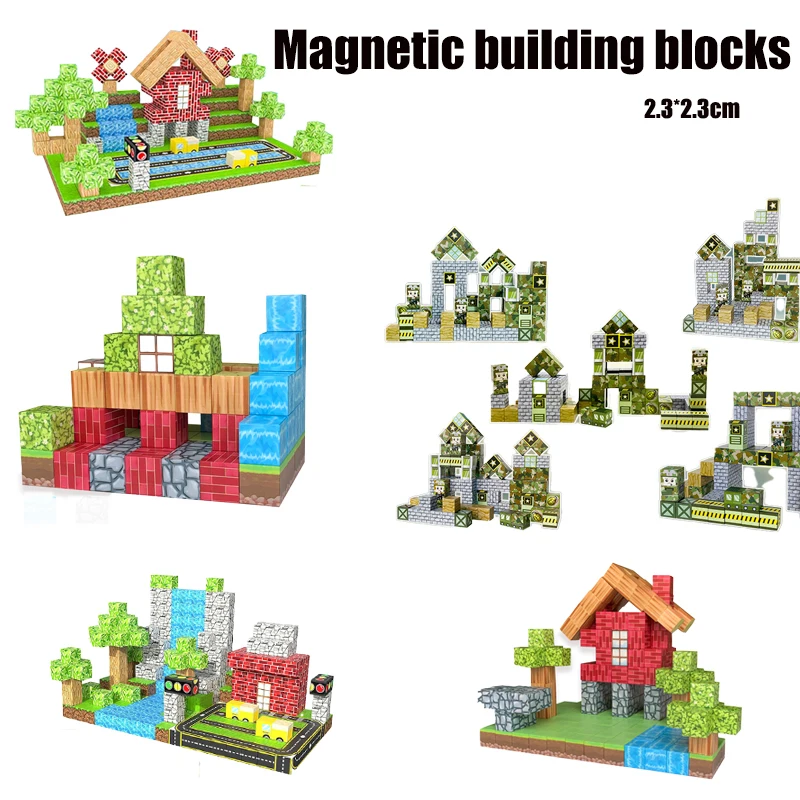 Ímã blocos de construção magnéticos meu mundo diy montagem quebra-cabeça acessórios modelo educacional das crianças brinquedo gift23mm