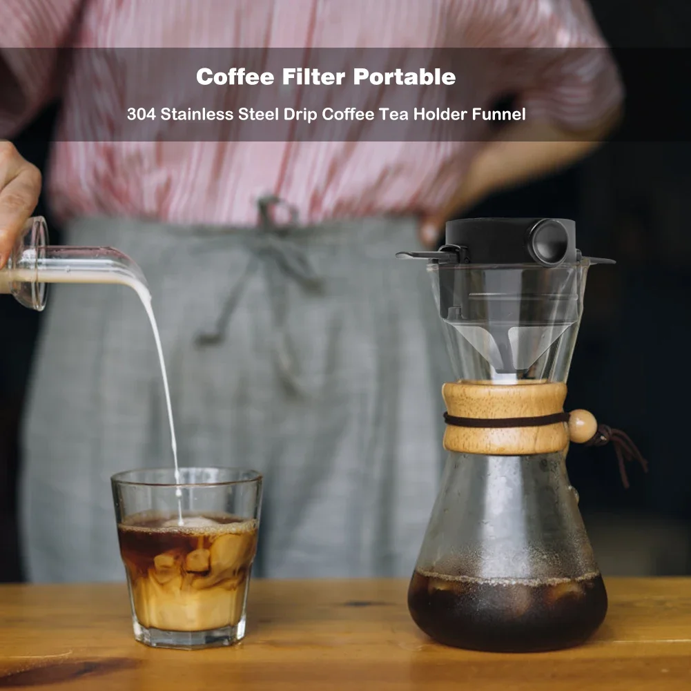 2-20Pcs Foldable Coffee Filter Coffee Maker Stainless Steel Drip Coffee Tea Holder Reusable Paperless Pour Over Coffee Dripper