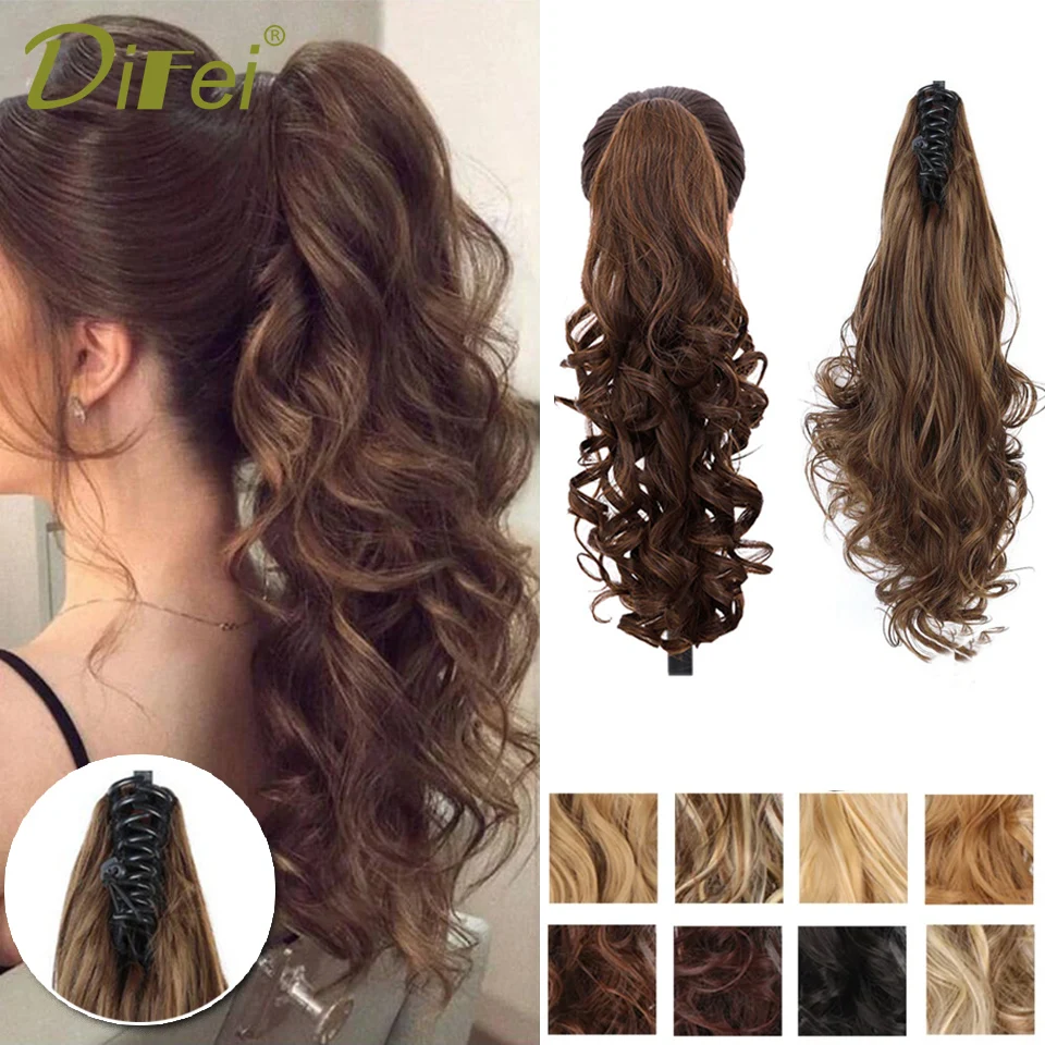 

Large Wave Ponytail Claw Clip Synthetic Wig Female Long Pear Roll Large Wave Fluffy Hair High Ponytail Long Curly Ponytail Wig