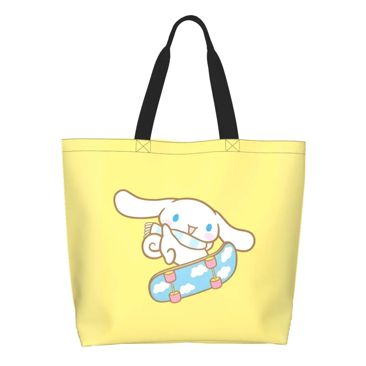 

Custom Reusable Cinnamoroll Shopping Bag Women Canvas Shoulder Tote Bag Washable Manga Groceries Shopper Bags