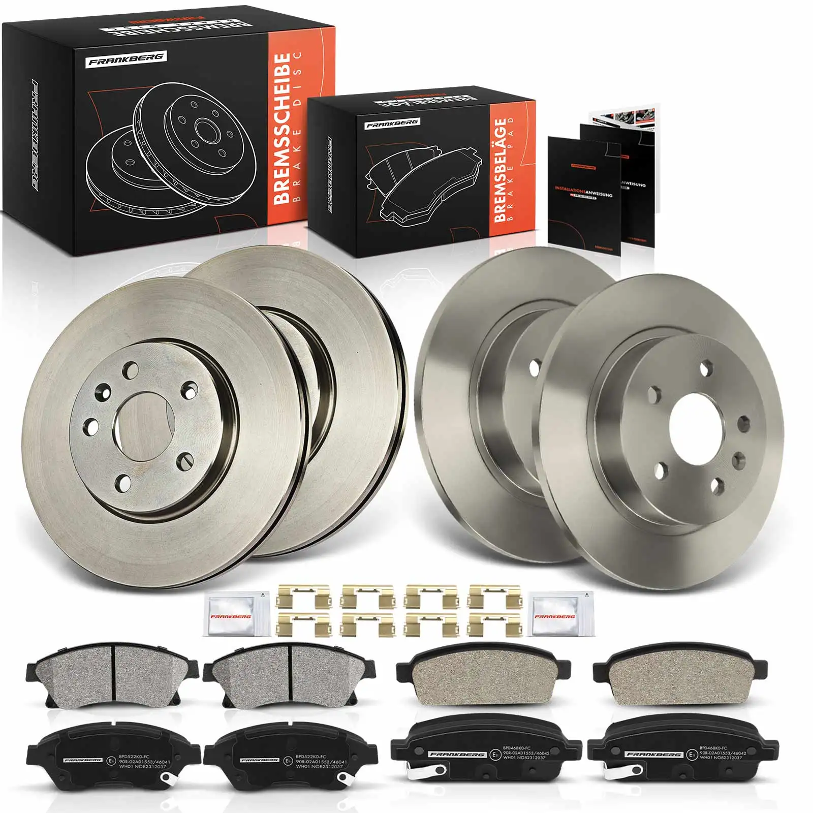 Frankberg 4x Remschijven 8x Remblokken Vooras Achteras Voor Chevrolet Aveo Cruze Station Wagon Opel Astra J 542039