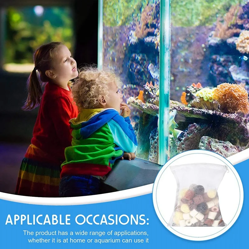 ABPP-15PCS Tas Filter Media Jaring Akuarium, Tas Jaring Filter Media Nilon dengan Ritsleting (untuk Karbon Partikulat), Bola Bio