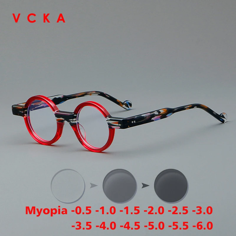 

VCKA Anti-blue Acetate Myopia Photochromic Glasses Frames Men Custom Optical Prescription Eyeglasses Women Eyewear -0.5 to -10