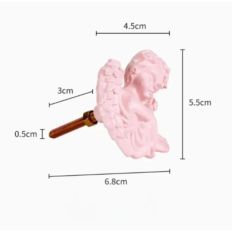 Little angel Pink Bow Decor Handles Cupbaord Wardrobe Closet Pulls French Iron Furniture Cabinet Door Handle Drawer Knob
