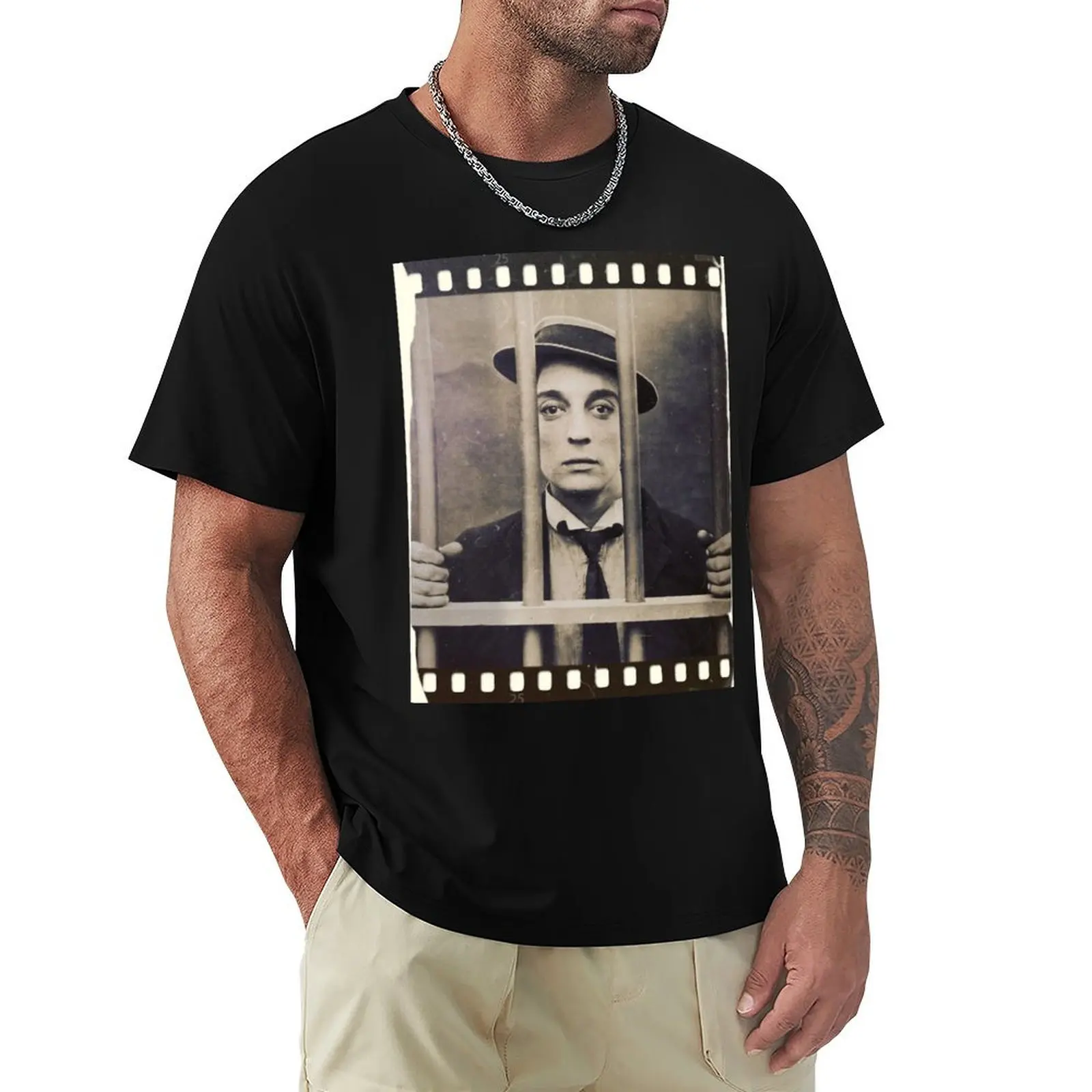 Buster Keaton - Cops - Film - D19 T-Shirt Sporty Casual Quick Dry T-Shirt