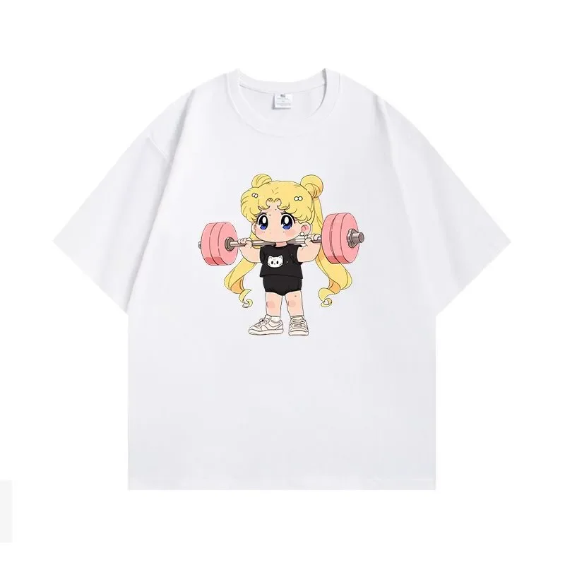 Barbell Pretty Girl Warrior Premium Short-Sleeved T-Shirt Bestseller for Both Men and Women Cute Cartoon Design