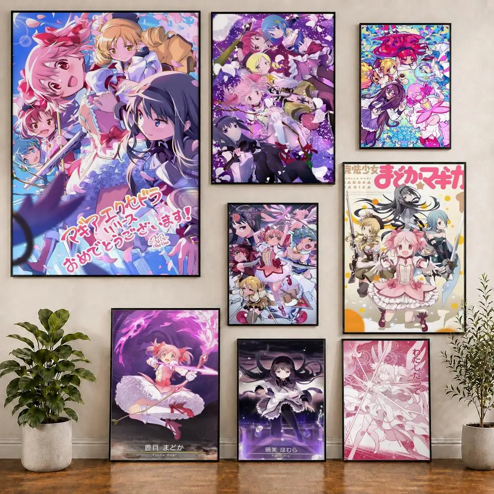 Puella Magi Madoka Magica Anime-Poster PVC HD Selbstklebend Modernes Poster Heim Büro Wohnzimmer Esszimmer Wanddekoration