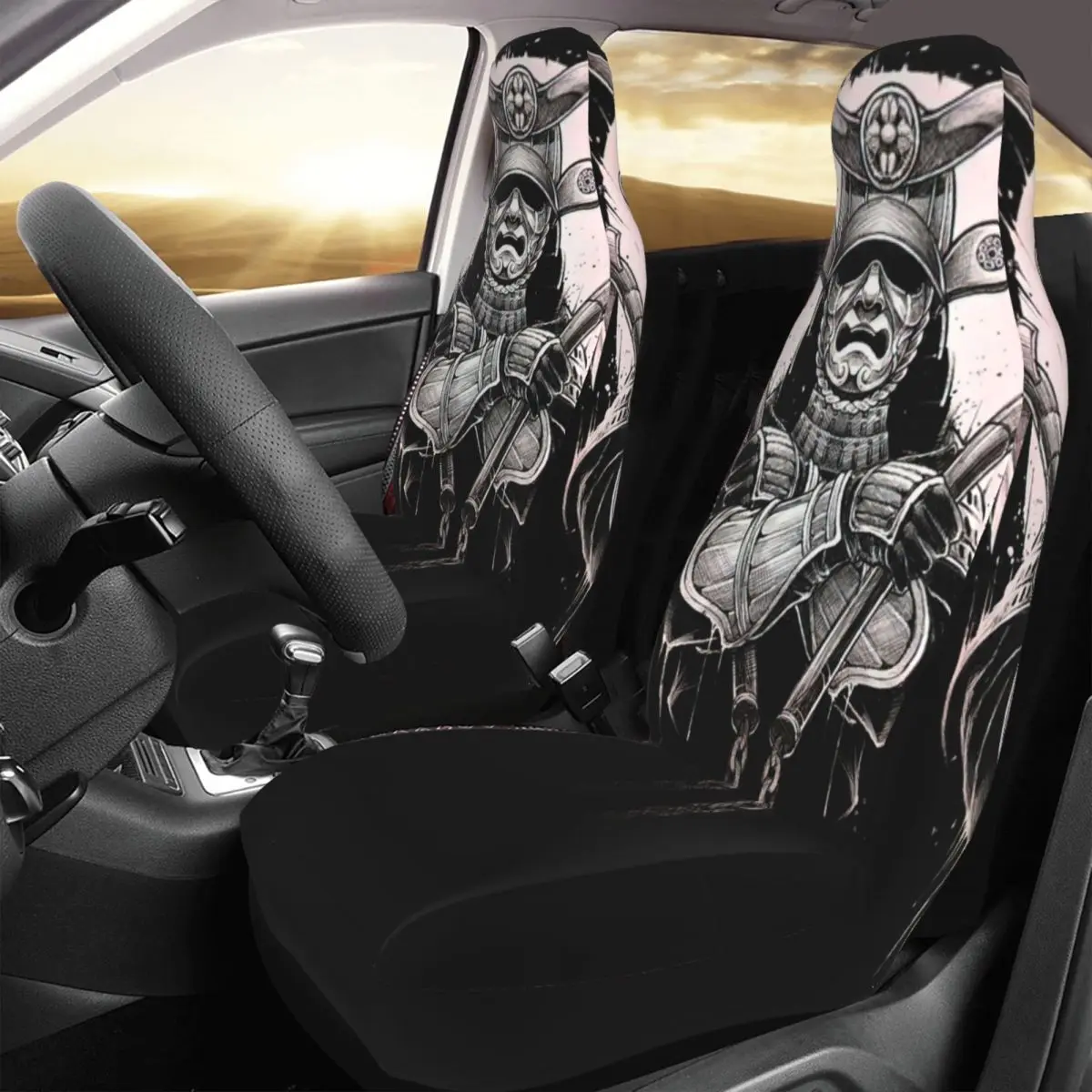 SAMURAI Gi Car Seat Cover Custom Printing Universal Front Protector Accessories Cushion Set