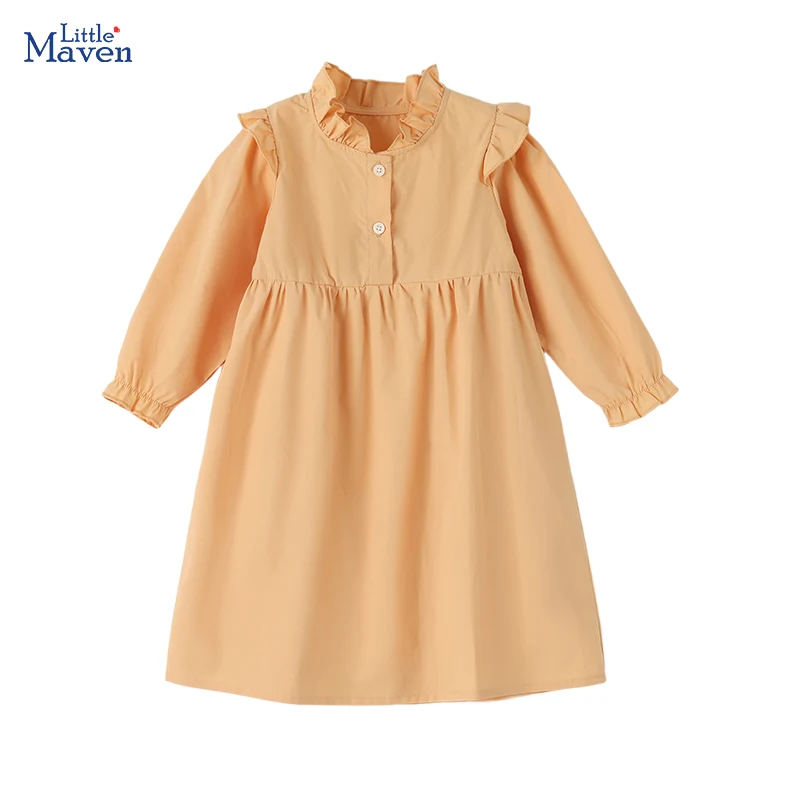 Little Maven Children's Clothing Kids Clothes 2026 Autumn New Princess Casual Long Sleeves Party Dress Spring Baby Girls