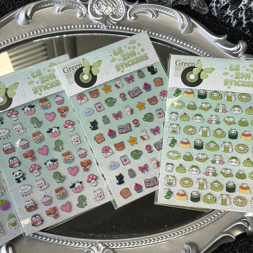Cute Cartoon Animals Cat Cake Cloud Flower Nail Stickers Moon Star Scrapbooking Sticker DIY Waterproof Sticker PVC Mini Stickers