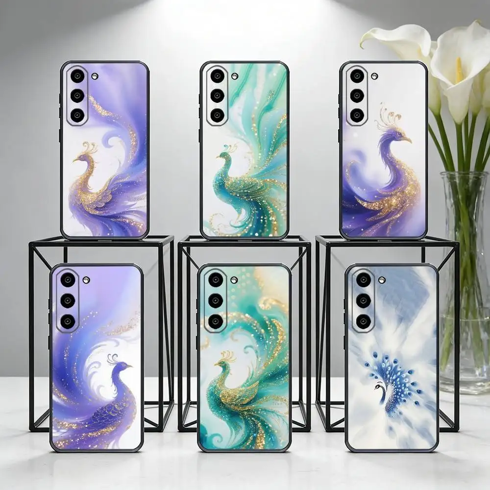 

COLORFUL Bird Peacock Phone Case For Samsung Galaxy A73,A72,A71,A70,A53,A52,A51,Others Soft Black Cover