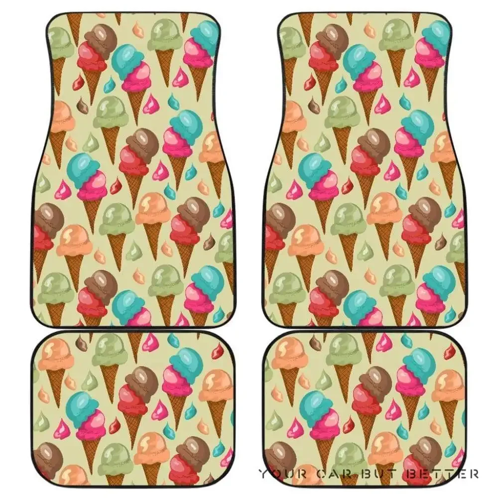 Colorful Ice Cream Pattern Front And Back Car Mats 045109