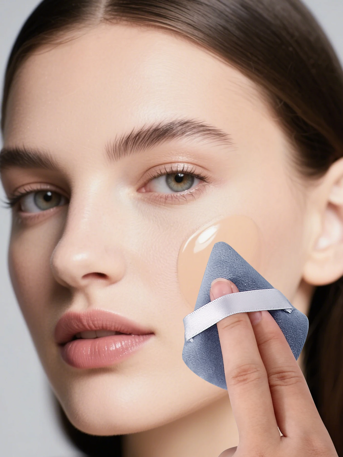 6-częściowa szara trójkątna gąbka do pudru, super miękka, do stosowania na sucho i na mokro, specjalnie zaprojektowana dla artystów makijażu