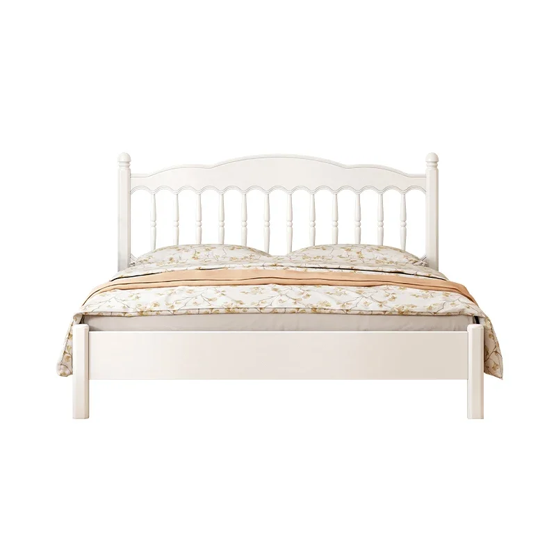 Modern minimalist Windsor bed, white retro French bed with cream wind
