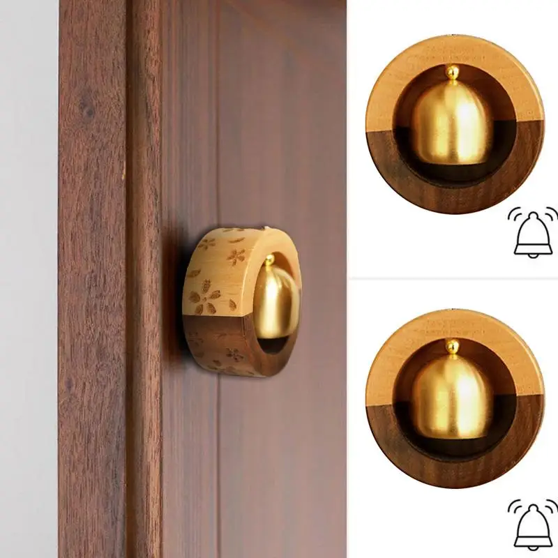 Magnetic Door Bell Wood Doorbell Wind Chime Unique Vintage Magnetic Attached Bell For Door Opening Backyard Restaurant Fridge