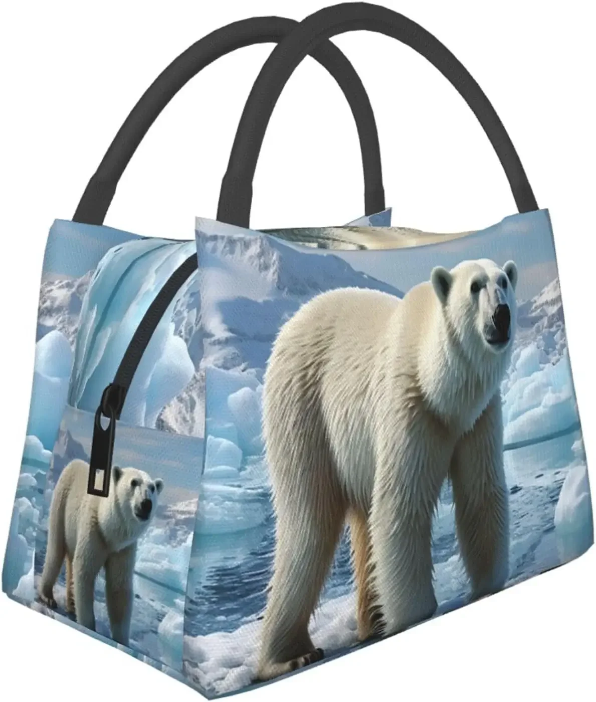 

Polar Bear Ice Lunch Bag for Women Men Insulated Lunch Box Reusable Lunch Tote Bags Leakproof Lunchbox Large