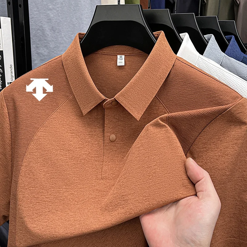 

High Quality Men's Solid Color Polo Shirt Original Print Comfort Lapel Short Sleeve T-shirt Summer New Breathable Men's Clothing