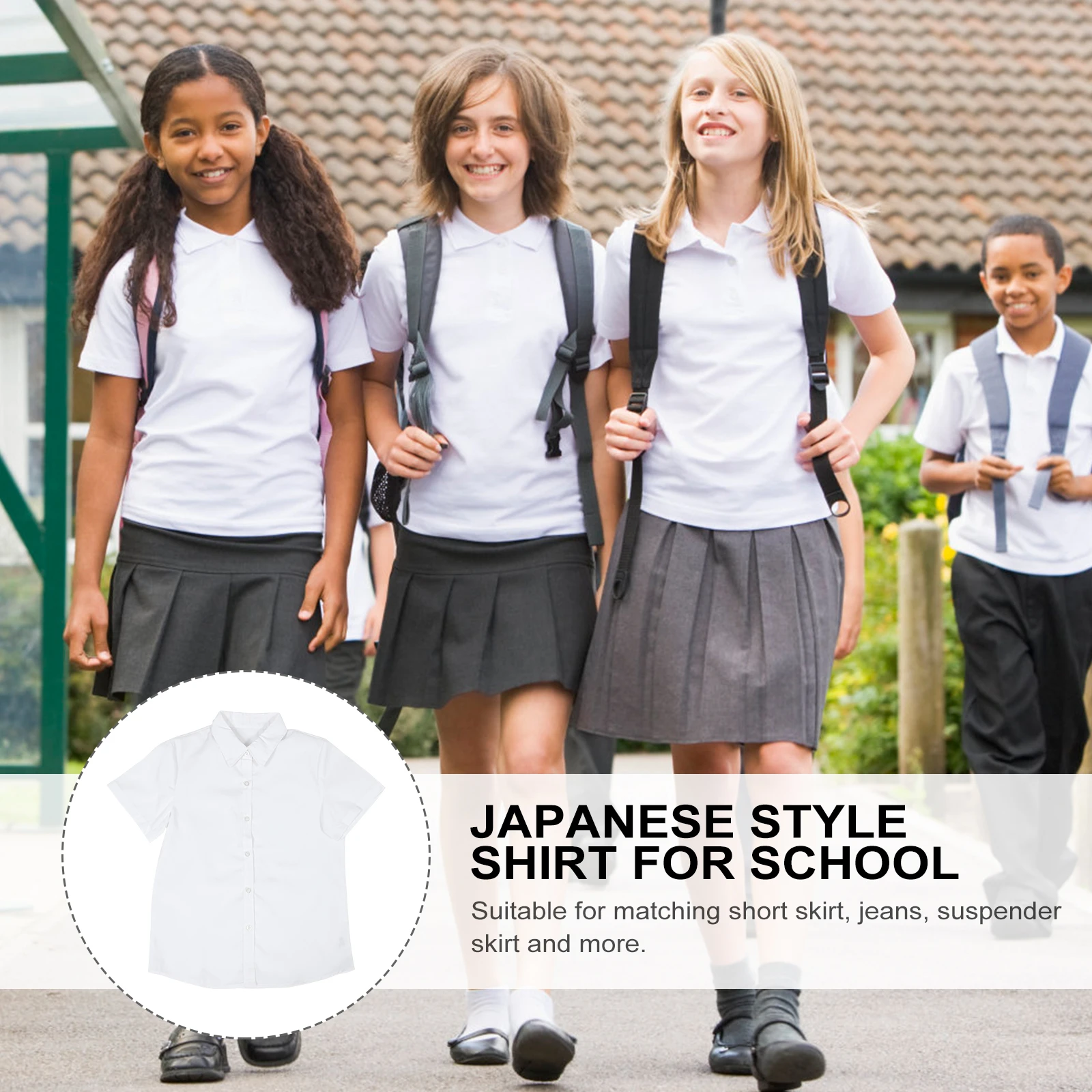 

Japanese Style School Uniform Shirts White Short Sleeve Student Tops Class Fashionable Casual Wear Dress