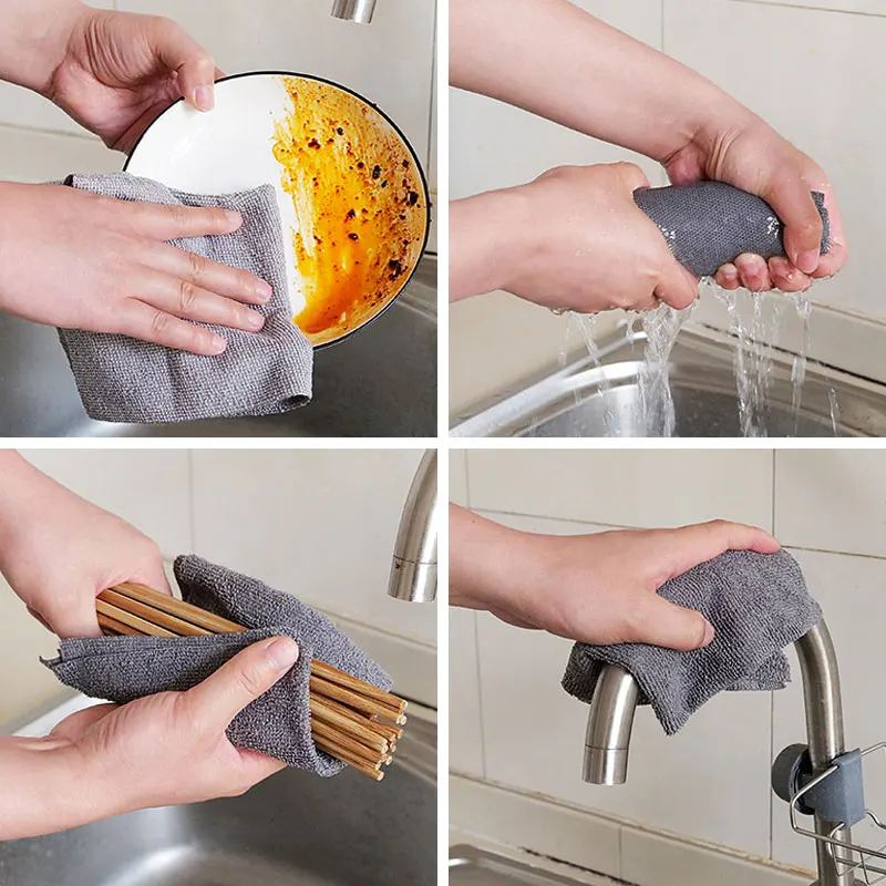 20PCS/Roll Kitchen Rags Non-Stick Oil Wash Bowl Cloth Housework Clean Rag Reusable Microfiber Towel Household Cleaning Tools