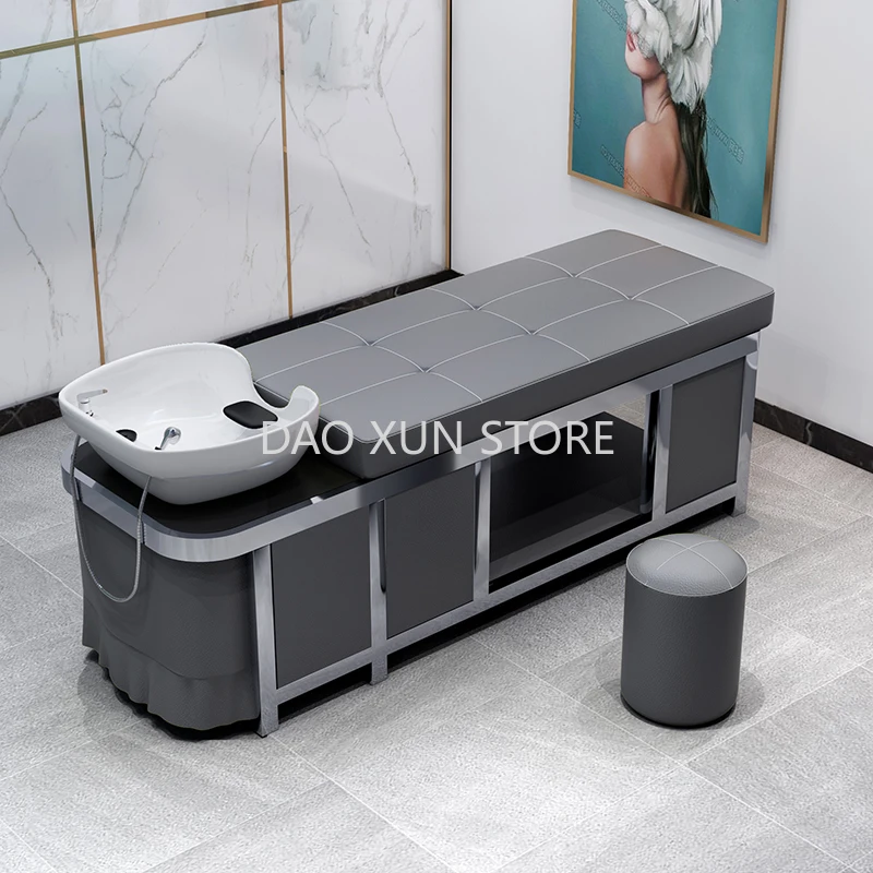 Head Spa Hair Washing Bed Steam Comfort Minimalistic Shower Chair Ceramic Basin Lettino Massaggio Salon Furniture MQ50SC