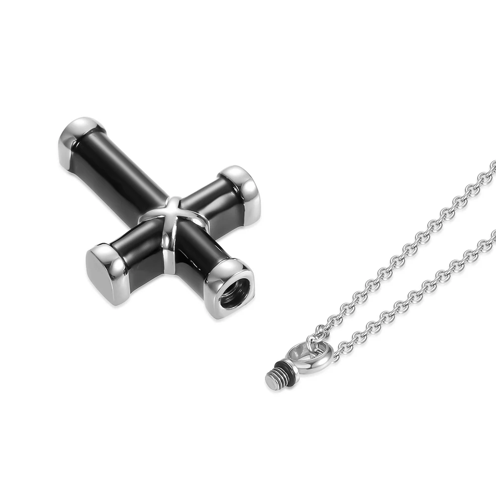 Cremation Cross Necklace for Ashes Stainless Steel Cross Urn Pendant Ashes Holder Memorial Jewelry