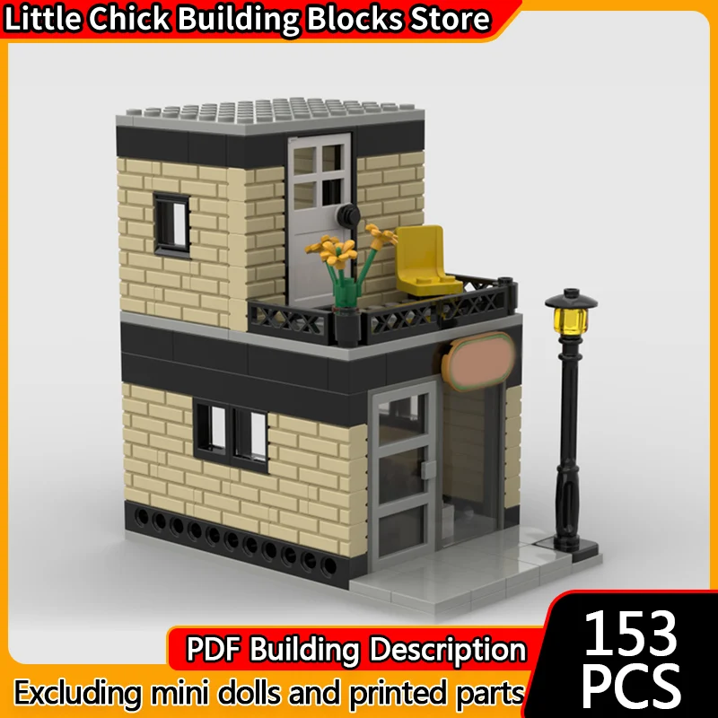 

City Street View Model MOC Building Bricks Cafe With Apartment Modular Technology Children Holiday Gifts Assemble Toys Suit